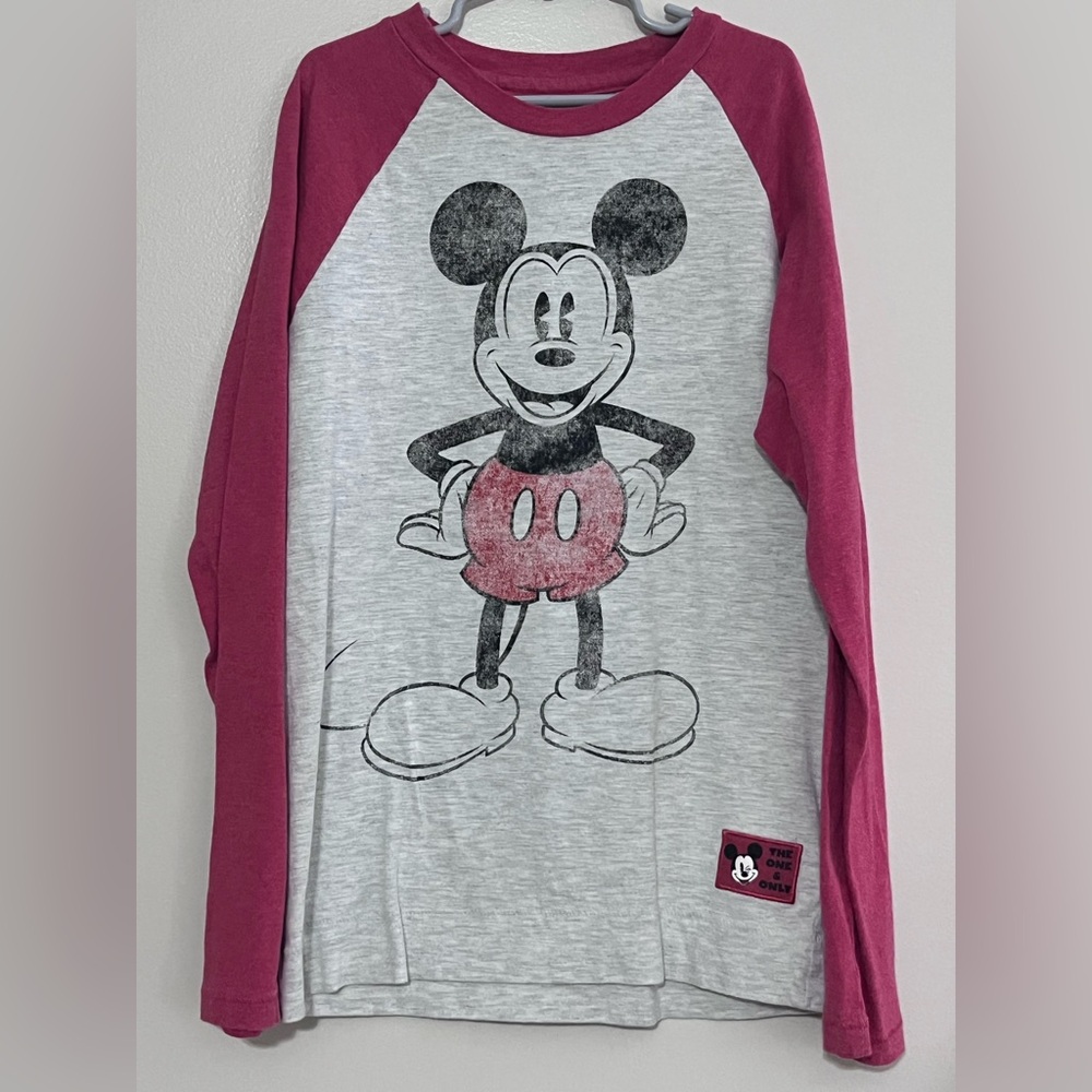 Disney Parks Mickey Mouse Raglan Long Sleeve Shirt - Size Youth Large